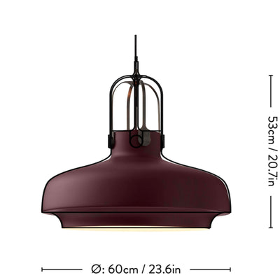 &Tradition SC8 Copenhagen pendant light, matt plum - bronze brass suspension