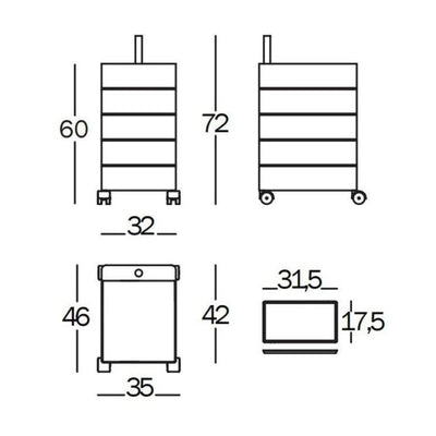 Magis 360° container 5 drawers, White