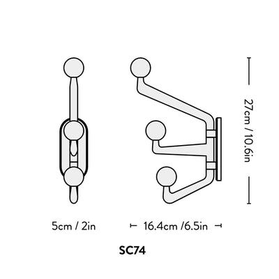 &tradition SC74 Capture wardrobe hook, graphite/oak knob