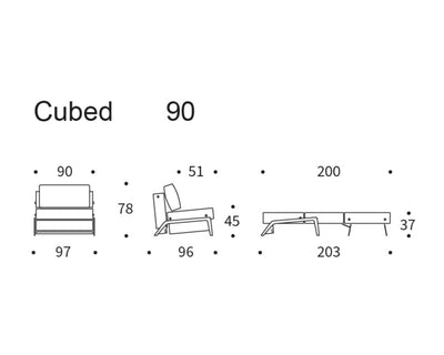 Innovation Living Cubed 90 Wood sofa bed, 612 bilda sand grey
