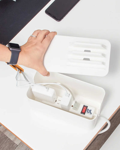 Bluelounger CableBox Mini Station Cable Organizer, White