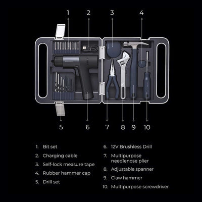 HOTO 12V Brushless Drill Tool Set