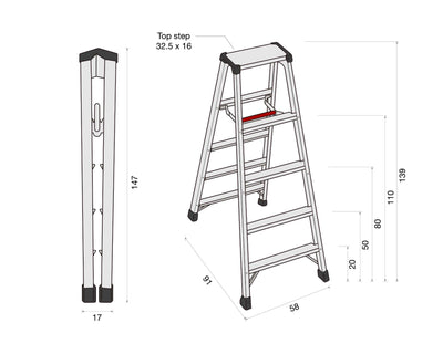 Hasegawa Ashigaru ladder 5-step, black