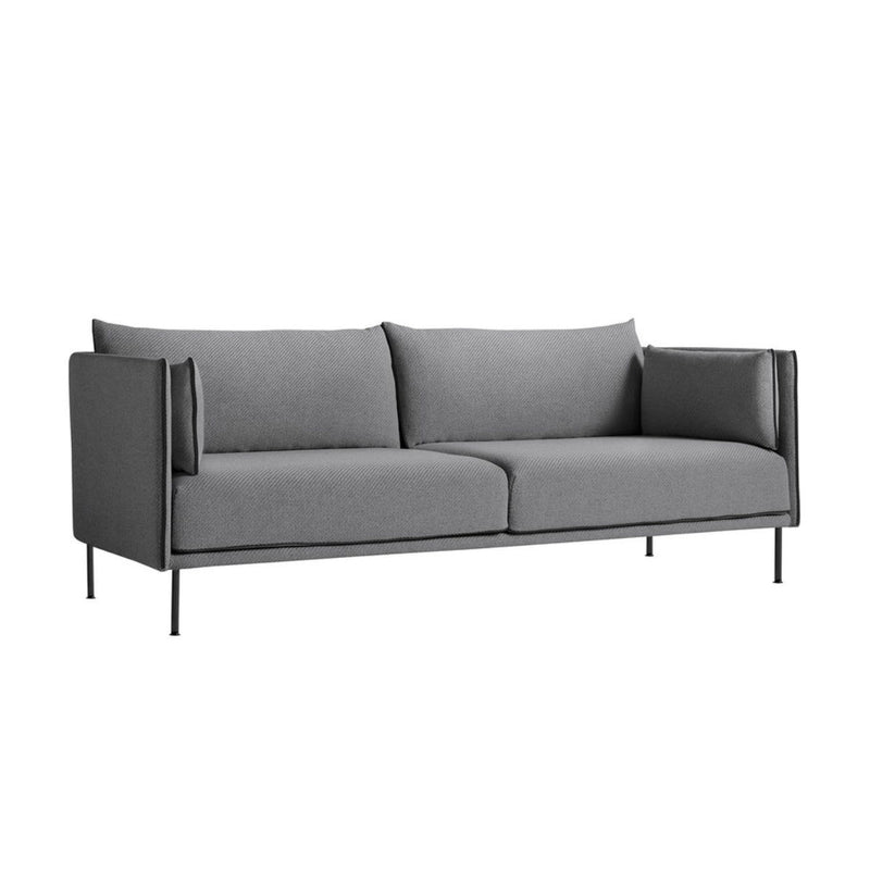HAY Silhouette Sofa 3-seater coda182, silk black, black steel