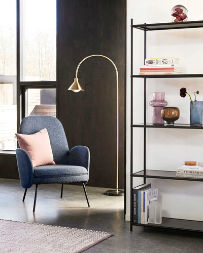 Hübsch Blues Armchair & Footstool, Dark Blue