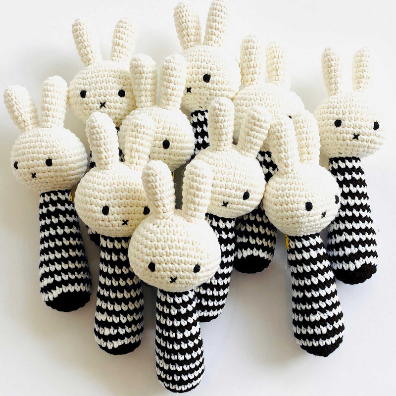 Just Dutch Miffy Rattle & Teether, Black Striped