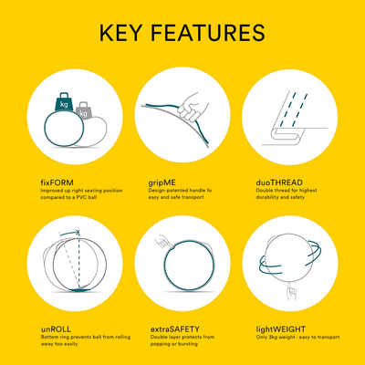 VLUV LEIV active sitting & yoga ball, mustard