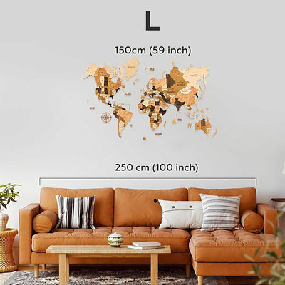 WoodPecStudio 3D wooden world map large (150x90cm)