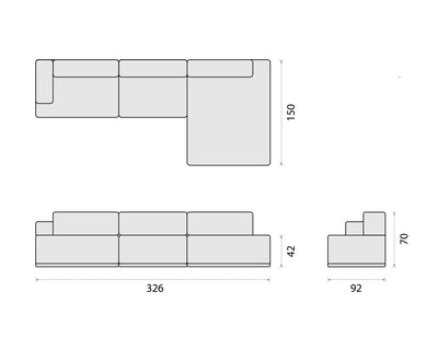 Muuto Connect Sofa 3-Seater Sofa w. chaise longue, Fiord 151