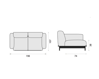 Muuto In Situ Modular Sofa 2-Seater Configuration 1 , Ocean 80