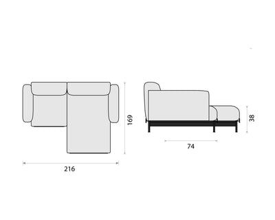 Muuto In Situ Modular Sofa 2-Seater Configuration 4/5 , Fiord 451