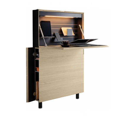 Mueller Flatmate Wall Desk, Oak (build-in led + 1 socket + 2 usb-port)