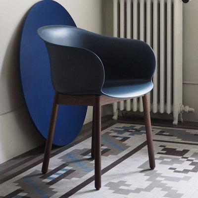 &Tradition JH30 Elefy Chair, Midnight Blue/Walnut