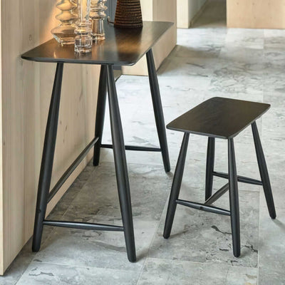 Villa Collection Bast Stool, Black Stained Oak