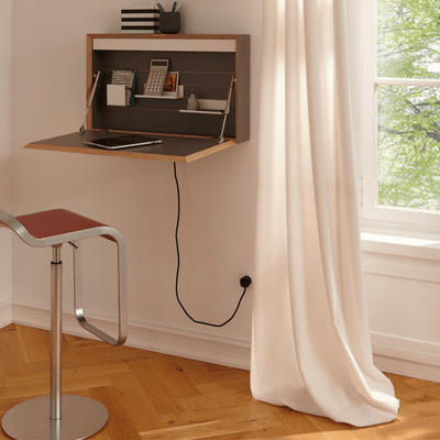 Mueller FLATBOX wall desk, anthracite (build-in led + 1 socket + 2 usb-port)