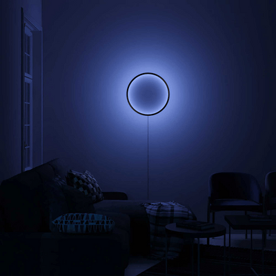 Noxu Design Chūkū Ring wall lamp, black (ø50cm)