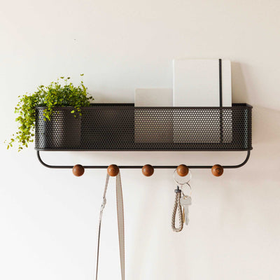 Umbra Estique key hook & organizer, black/walnut