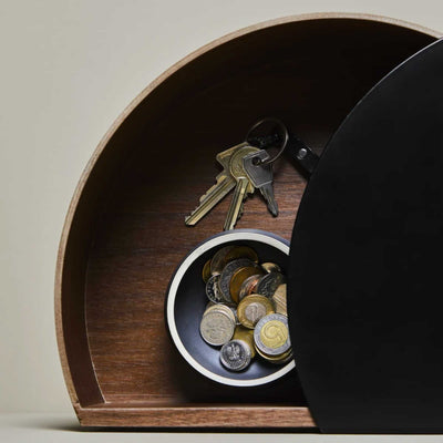 Woud Wallie Wall Shelf, walnut/black