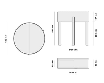 Woud Arc side table Ø42, white pigmented ash