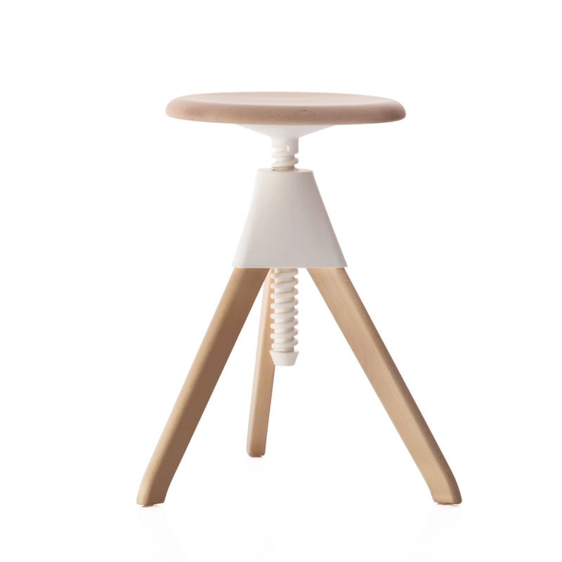 Magis Jerry Adjustable Stool , Natural 7011/White (55-65 cm)