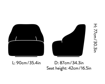 &Tradition LC2 Margas Swivel Lounge Chair, karakorum 001/black lacquered oak