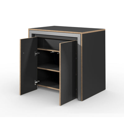 Alwin's Room&Board Extendable Table Sideboard , Super Matt Black/Vintage Oak