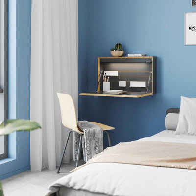 Mueller FLATBOX wall desk, anthracite (build-in led + 1 socket + 2 usb-port)