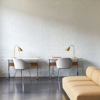 &Tradition AV16 Pavilion desk (130x65cm), mushroom linoleum/oak/chrome