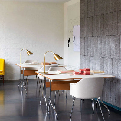 &Tradition AV16 Pavilion desk (130x65cm), mushroom linoleum/oak/chrome