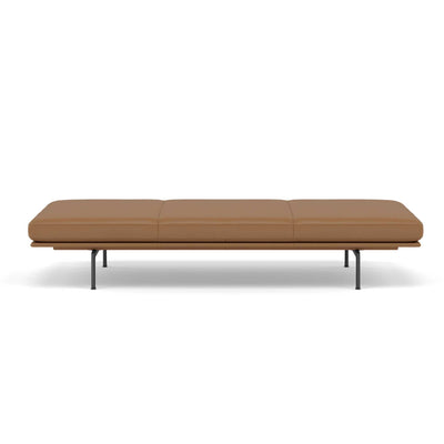 Muuto Outline Daybed Black Base , RefineLeatherCognac w200xd92xh40cm