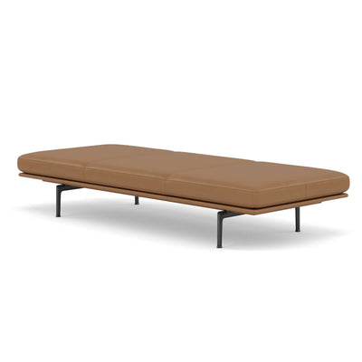 Muuto Outline Daybed Black Base , RefineLeatherCognac w200xd92xh40cm