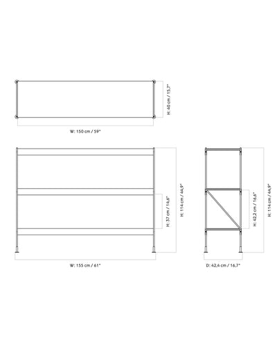 Audo Zet storage system, dark stained oak/black (H114 cm)