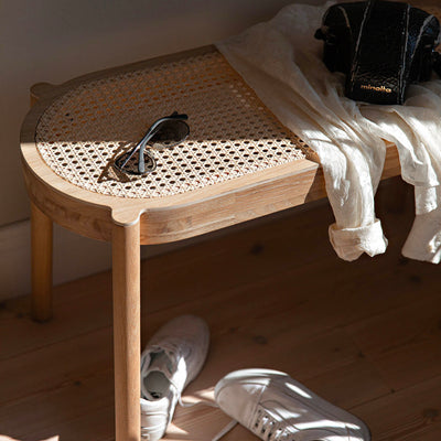 Northern Pal bench, wickerwork/oak (80 cm)