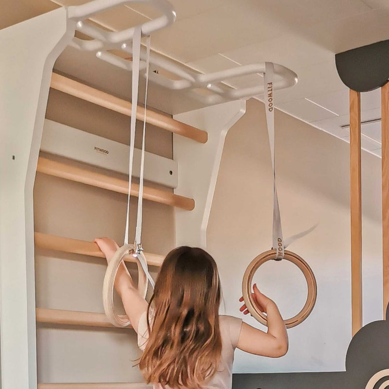 Fitwood HJØRUND gym rings, birch/white