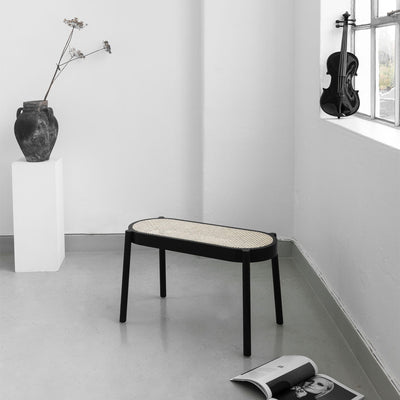 Northern Pal bench, wickerwork/black (80 cm)