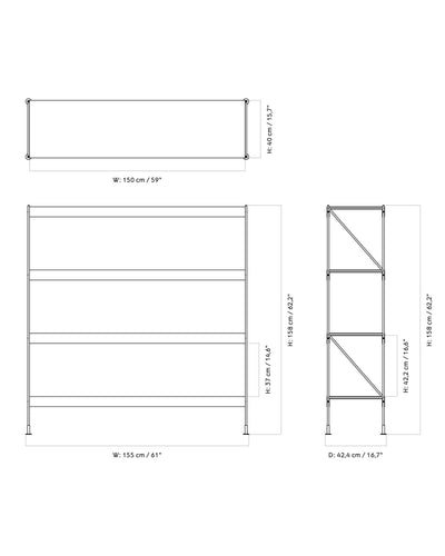 Audo Zet storage system, dark stained oak/black (H158 cm)