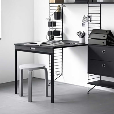 String Folding Table, black stained ash/black