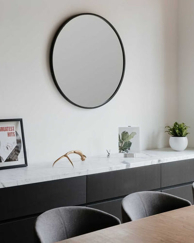 Umbra Hub Beveled Round Mirror, Black (Ø91cm)