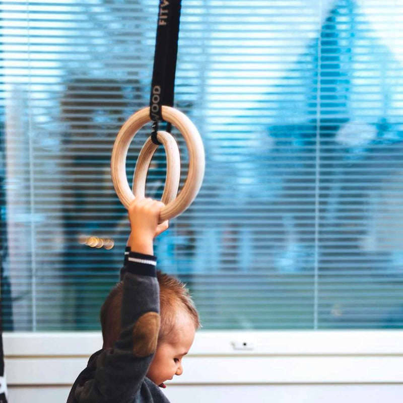 Fitwood HJØRUND Mini gym rings, birch/black