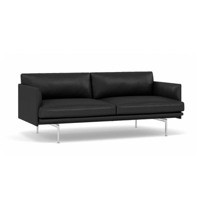 Muuto Outline Sofa 2-Seater, RefineLeatheeBlack/PolishedAluminum w170xd84xh71cm