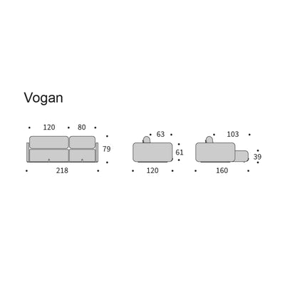 Vogan Sofa bed with backshelf, 521MixedDanceGrey