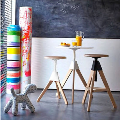 Magis Jerry Adjustable Stool , Natural 7011/White (55-65 cm)