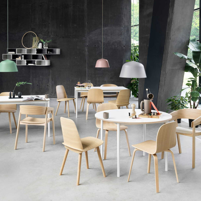 Muuto Base round table, white laminate/plywood/white (Ø110 cm)