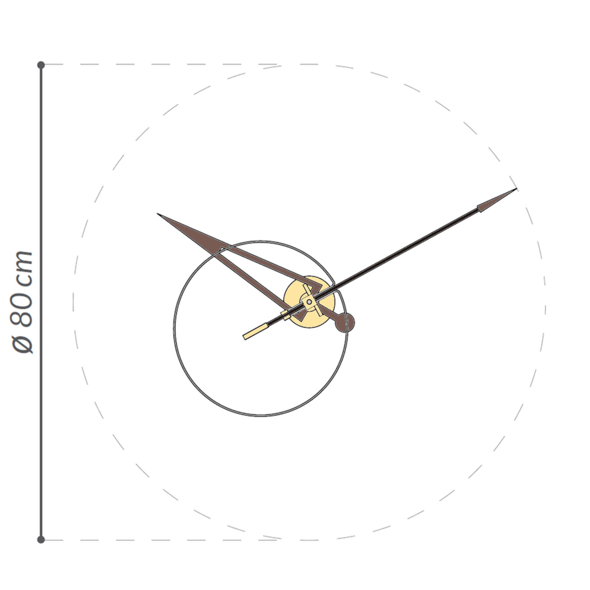 Nomon Cris N Wall Clock, brass/black/walnut