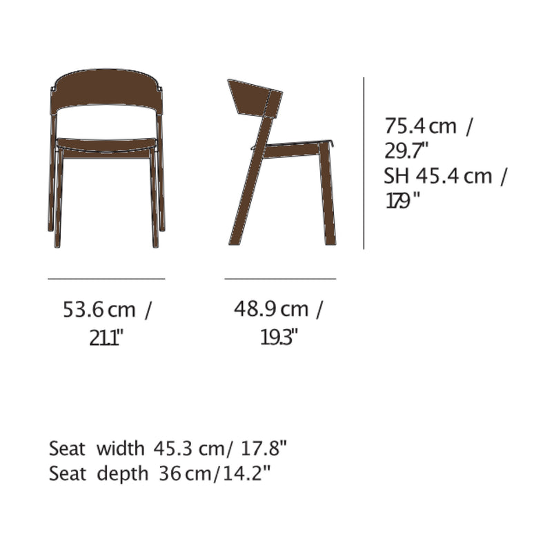 Muuto Cover Side Chair, stained dark brown