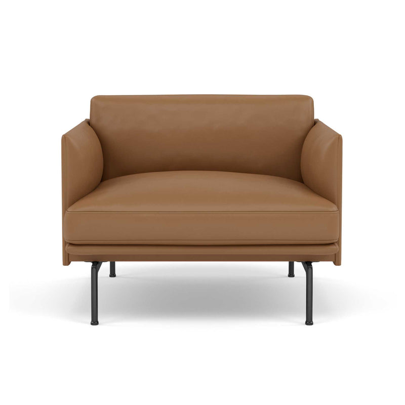 Muuto Outline Chair Black Base, RefineLeatherCognac w88xd86xh71cm