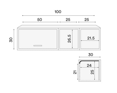 Northern Hifive silm wall, black painted oak (100cm)