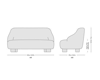 &Tradition LC3 Margas 2 seater sofa, Karakorum 001/oiled walnut