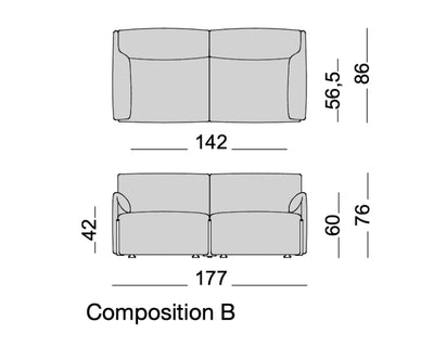 Magis Costume 2-seater sofa, fidivi one 8504/orange 1110c