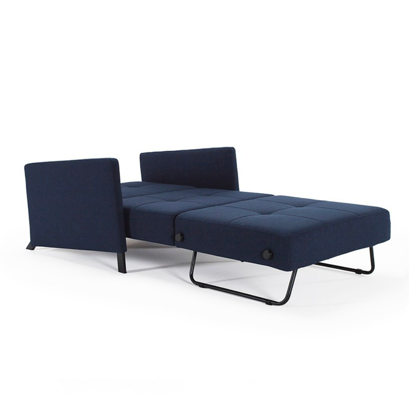 Innovation Living Cubed 90 Alu sofa bed with arms, 528 mixed dance blue